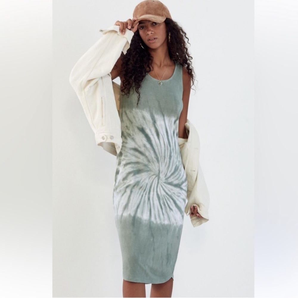 Anthropologie Saturday Sunday Green Tie-Dye Midi Dress